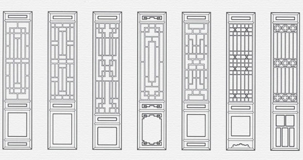 临邑常用中式仿古花窗图案隔断设计图